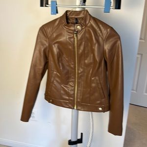 Cole Haan Women’s Faux Leather Hazel Brown Jacket NWT Size XS